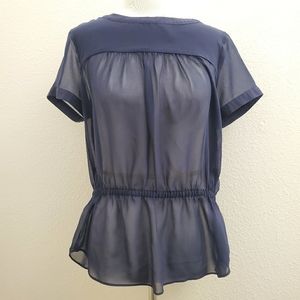 Gap Factory Blue Sheer Chiffon Peplum Top T71